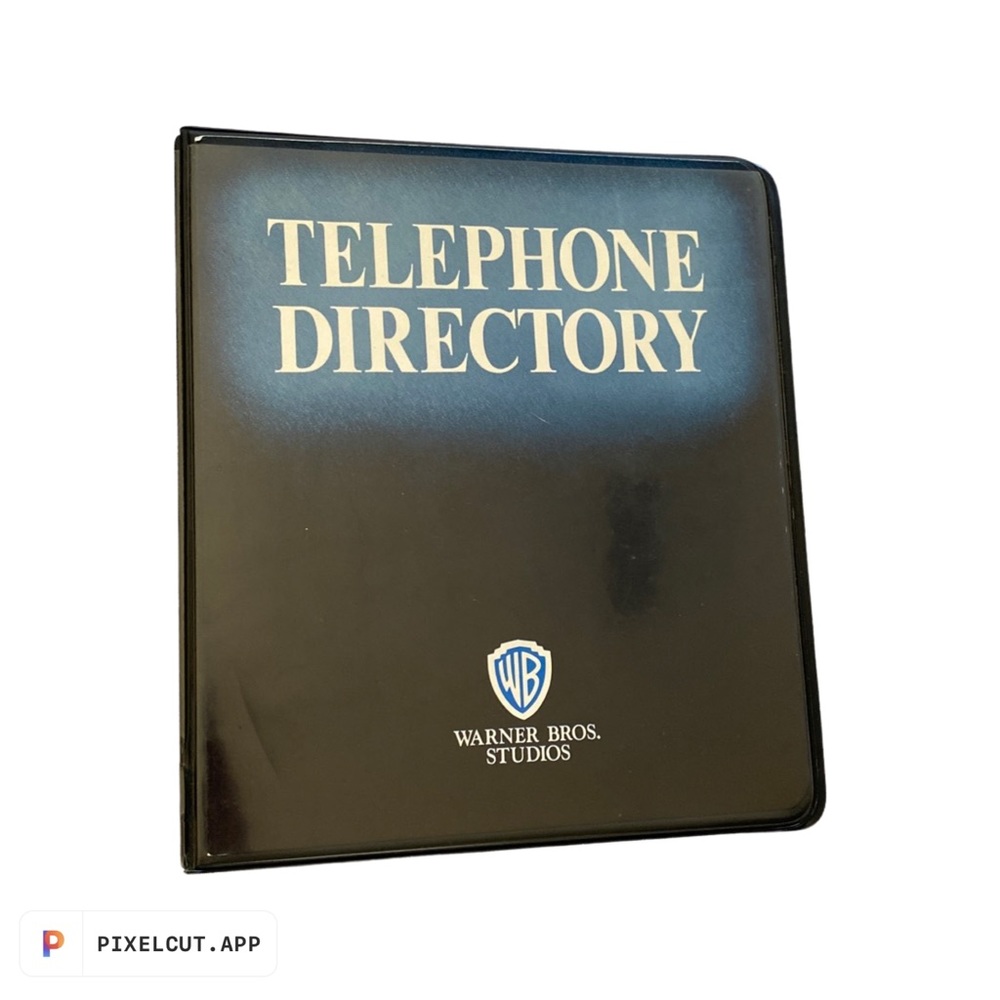 Vintage 1990s Warner Bros. Studio 3-ring telephone directory notebook binder.